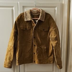 Aeropostale Tan Suede Jacket with Sherpa Collar